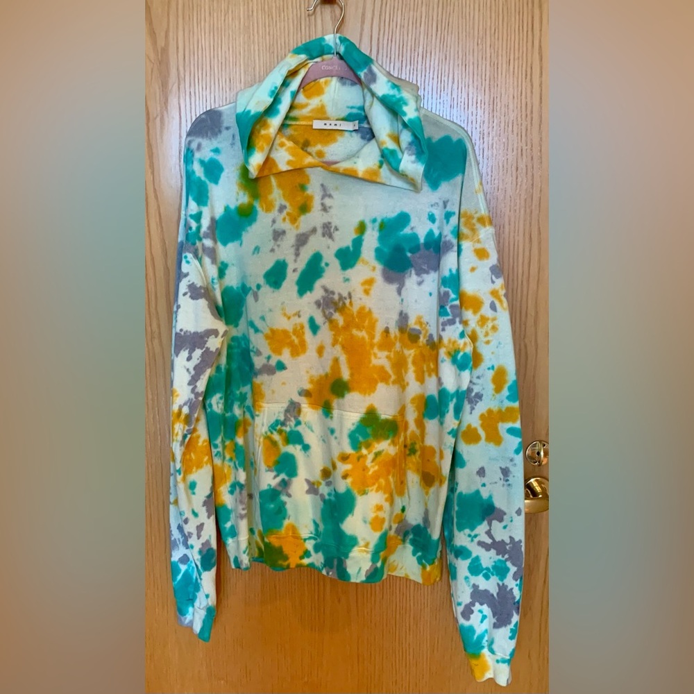 EUC MNML Water Washed Hoodie- Oversized- 100% Cotton- Teal/Mustard/Gray- Size S